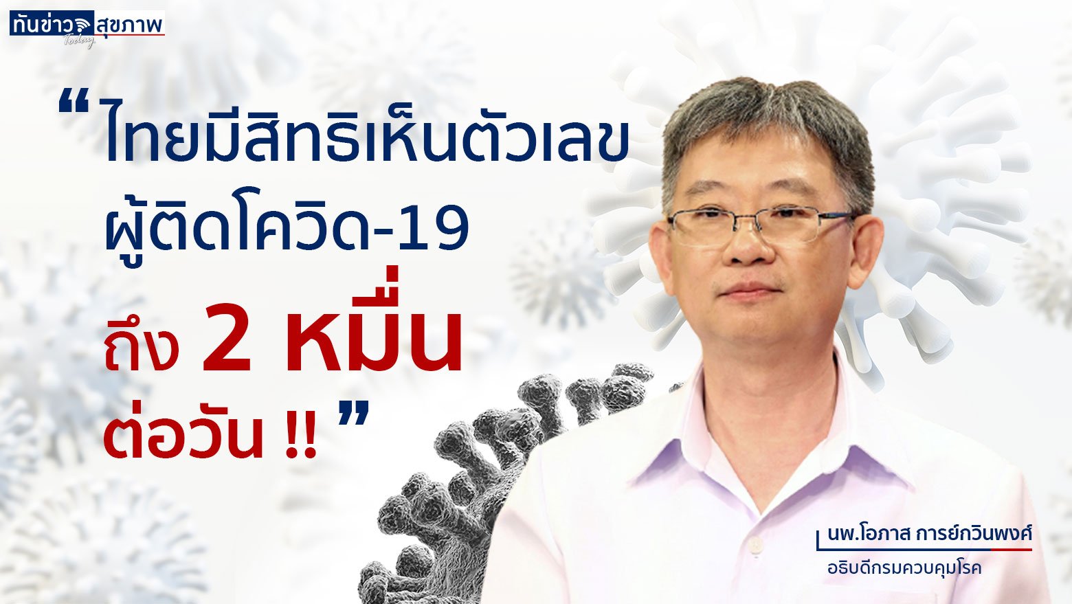 อธิบดีกรมควบคุมโรค ชี้ ไทยมีสิทธิเห็นตัวเลขผู้ติดโควิด-19 ถึง 2 หมื่นต่อวัน ‼️