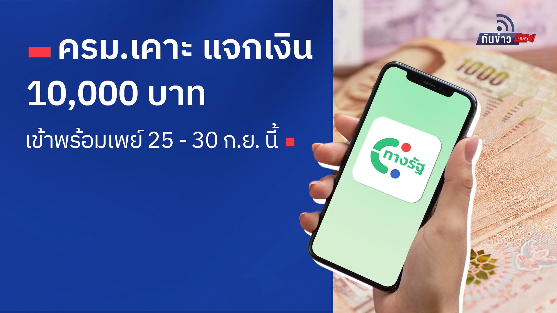 ครม.เคาะแจกเงิน 10,000 บาท เข้าพร้อมเพย์ 25 - 30 ก.ย. นี้