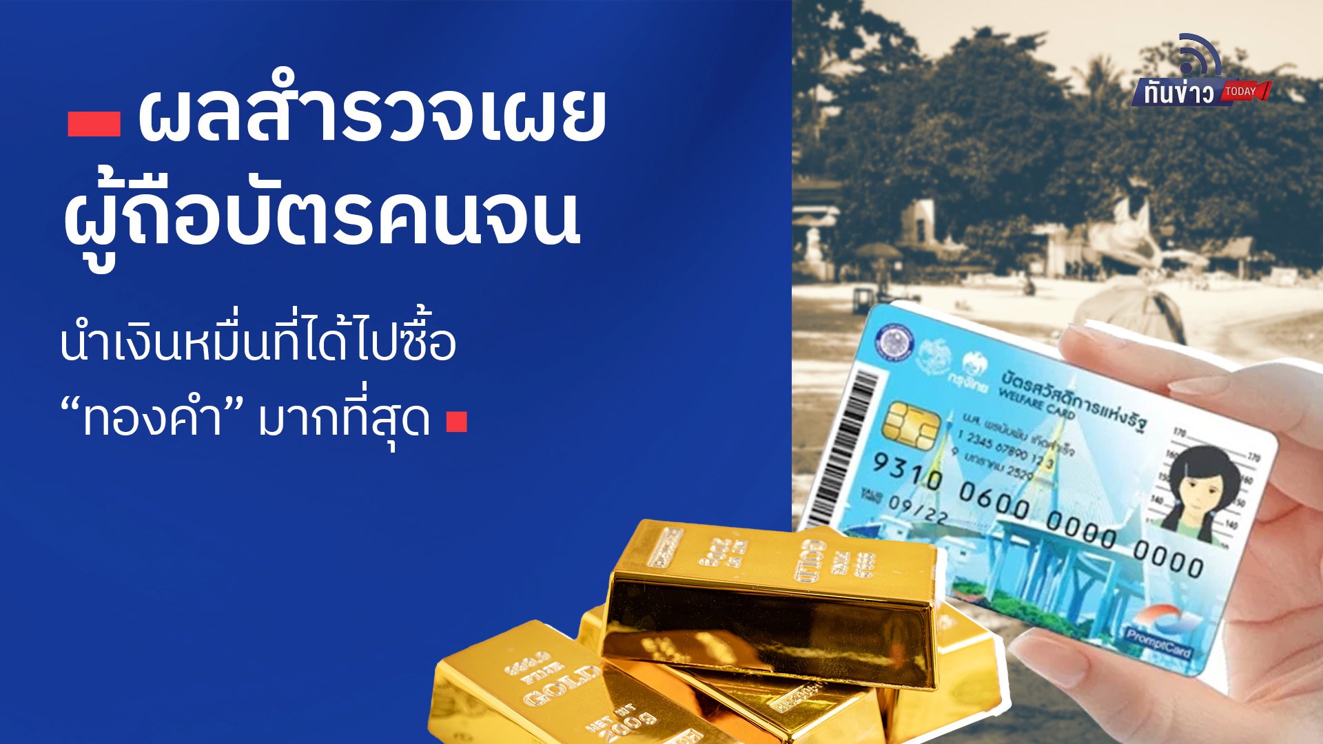 ผลสำรวจเผยผู้ถือบัตรคนจน จะนำเงินหมื่นที่ได้ไปซื้อ “ทองคำ” มากที่สุด