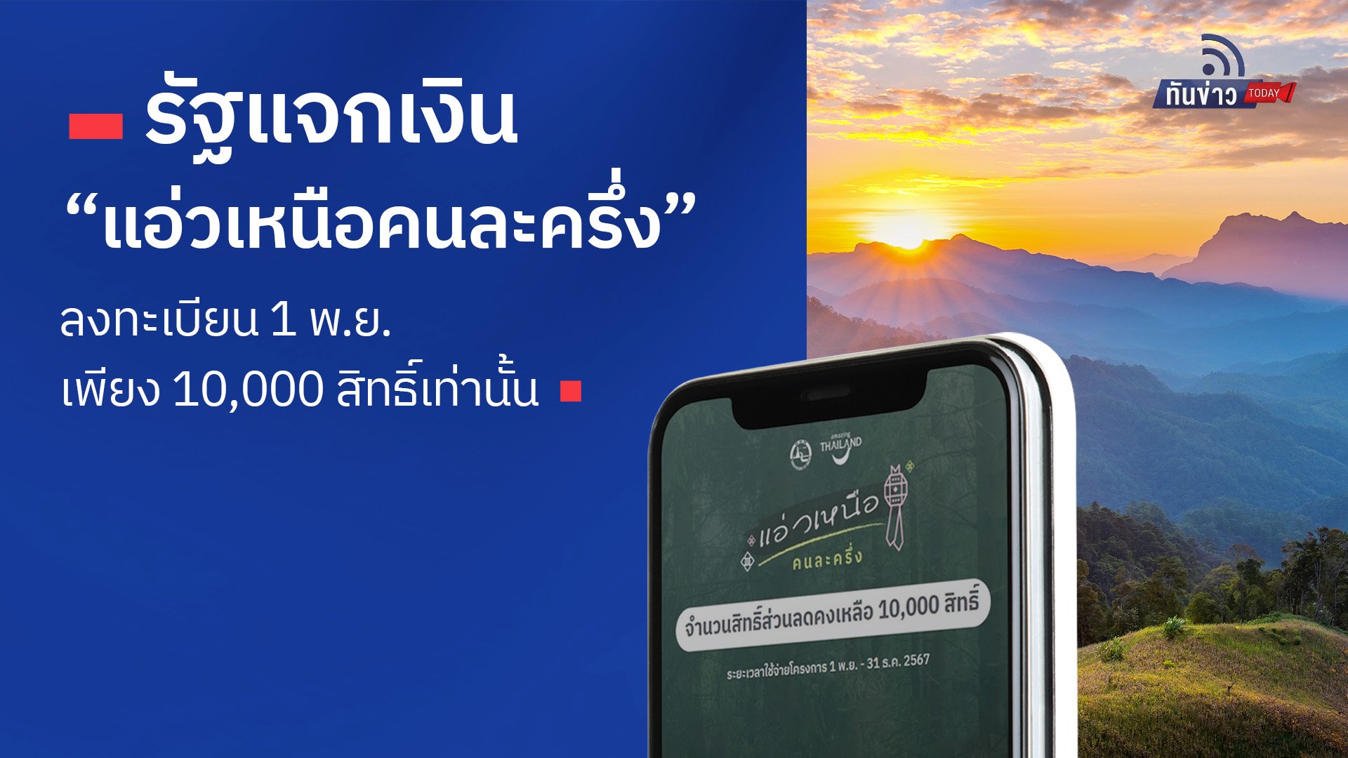 รัฐแจกเงิน “แอ่วเหนือคนละครึ่ง” ลงทะเบียน 1 พ.ย. เพียง 10,000 สิทธิ์เท่านั้น