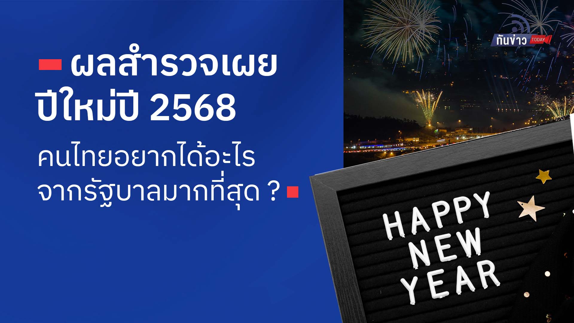 ผลสำรวจเผย ปีใหม่ปี 2568 คนไทยอยากได้อะไรจากรัฐบาลมากที่สุด ?